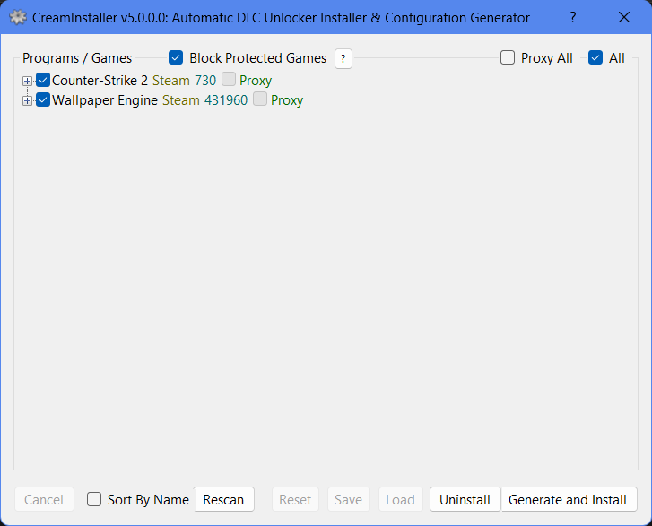 CreamInstaller Interface