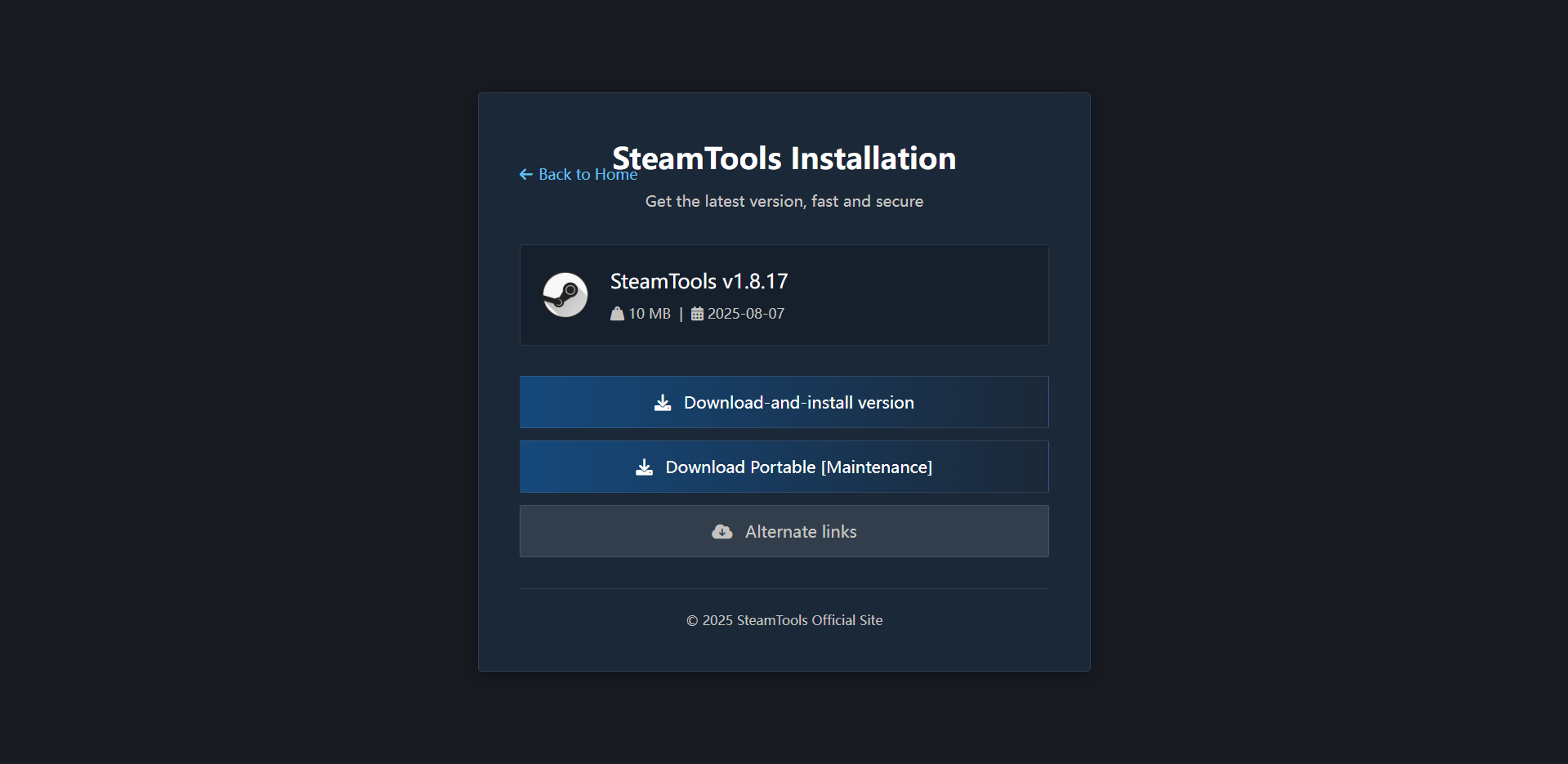 SteamTools Download Page