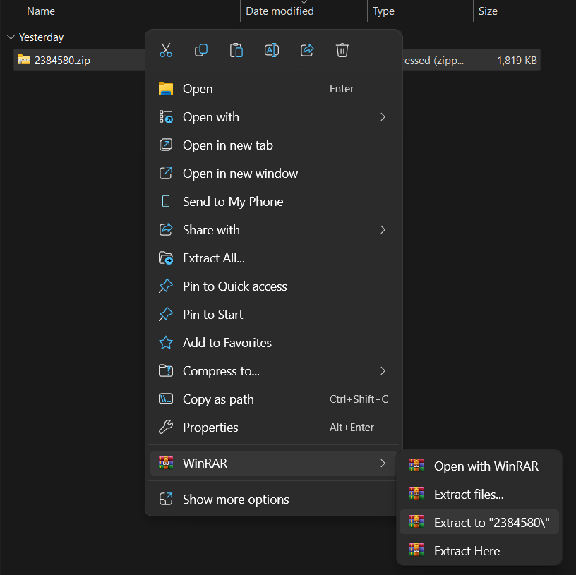 Extracting ZIP file